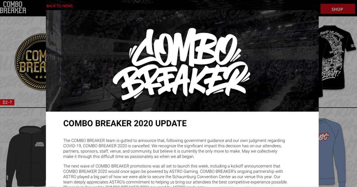 格ゲーイベント「COMBO BREAKER 2020」中止へ　アメリカでの新型コロナ感染拡大で
