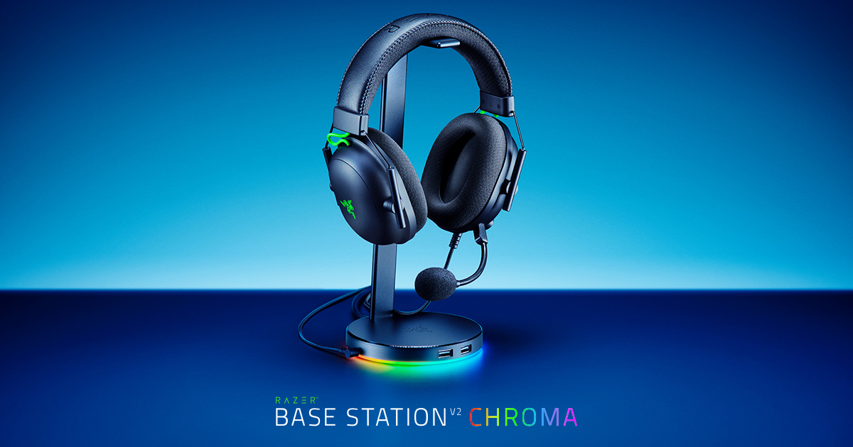 光る上にサウンドも良くなるヘッドホンスタンド型USBハブ「Razer Base Station V2 Chroma」が日本国内3色展開決定！  funglr Games