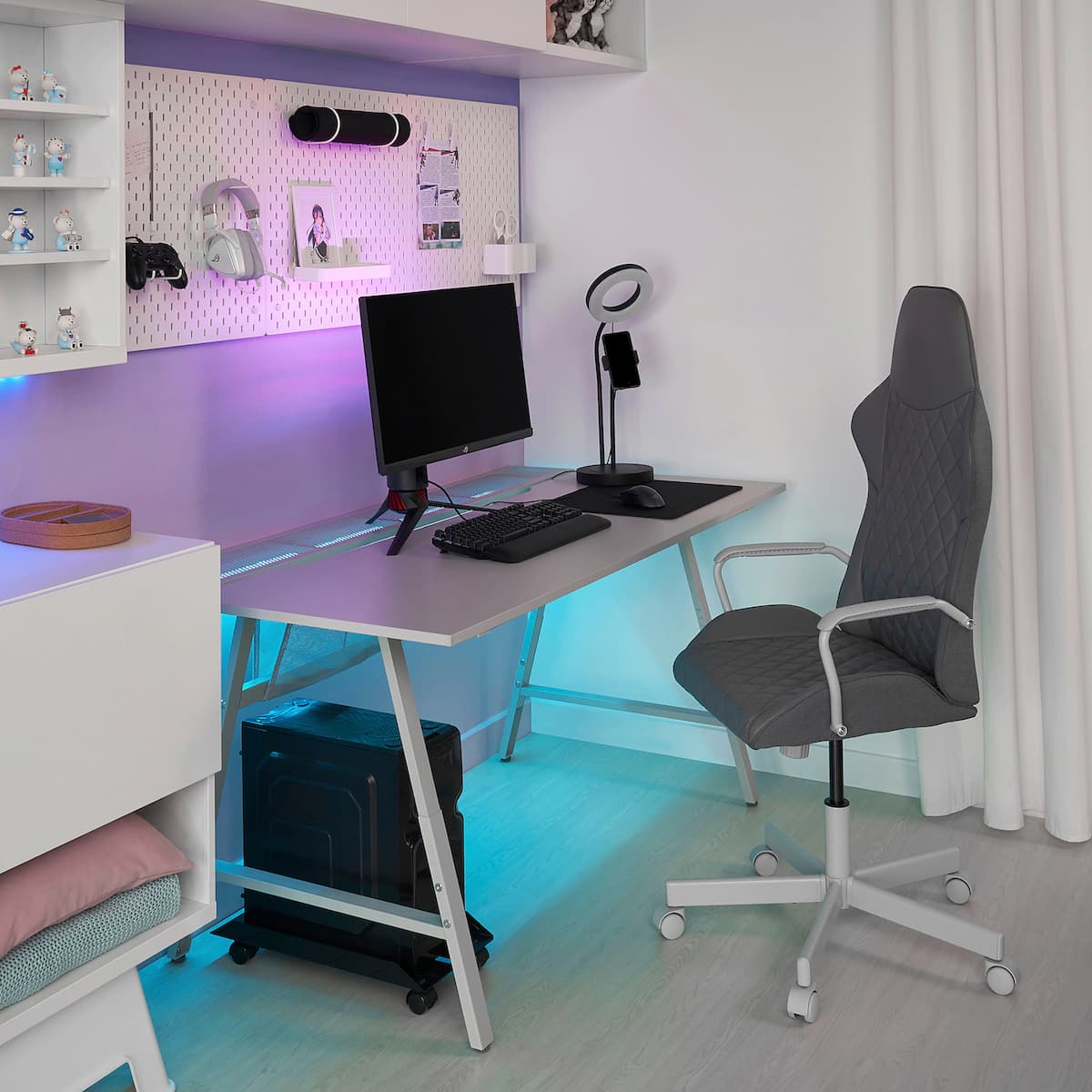 UTESPELARE gaming desk(Light gray)